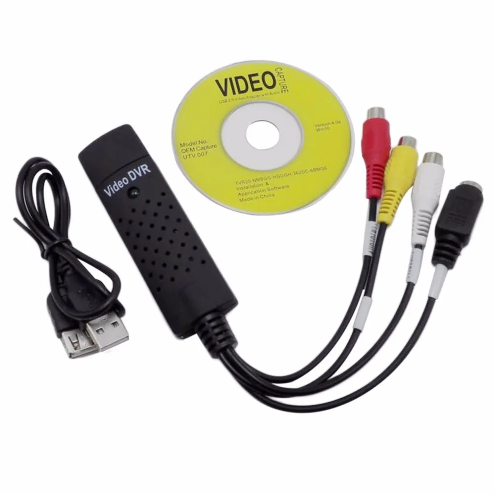 

USB 2.0 Video TV DVD VHS DVR Capture Card USB Video Capture Device Support Win10