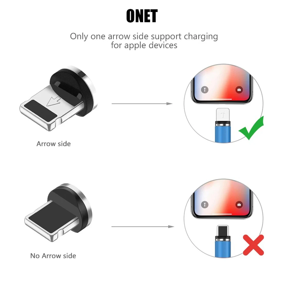 Магнитный USB кабель 1 м Светодиодный светящийся струящийся Micro Type C мобильный