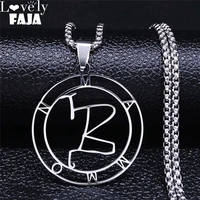 wealth mammon stainless steel chain necklaces for womenmen silver color round pendant necklace jewelry bijoux n4355s03