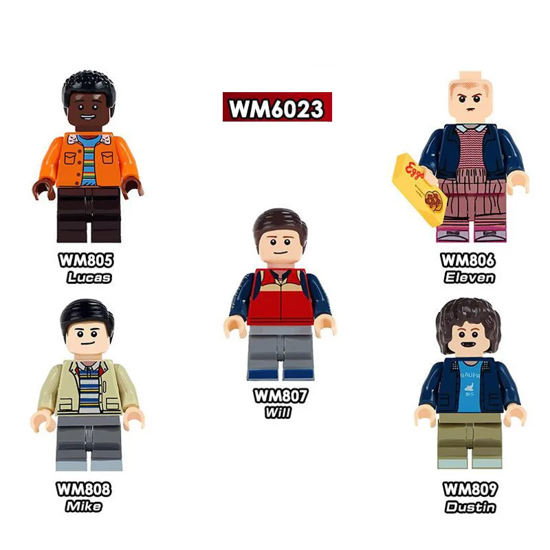 Одиночная распродажа супергерои странные вещи Дастин 11 Лукас майка кубики