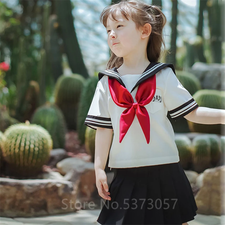 

Sailor Uniform Japanese Style Kawaii Girls School Anime Cosplay Korean Women Fashion JK Skirts 100-160CM Navy Halloween Dress