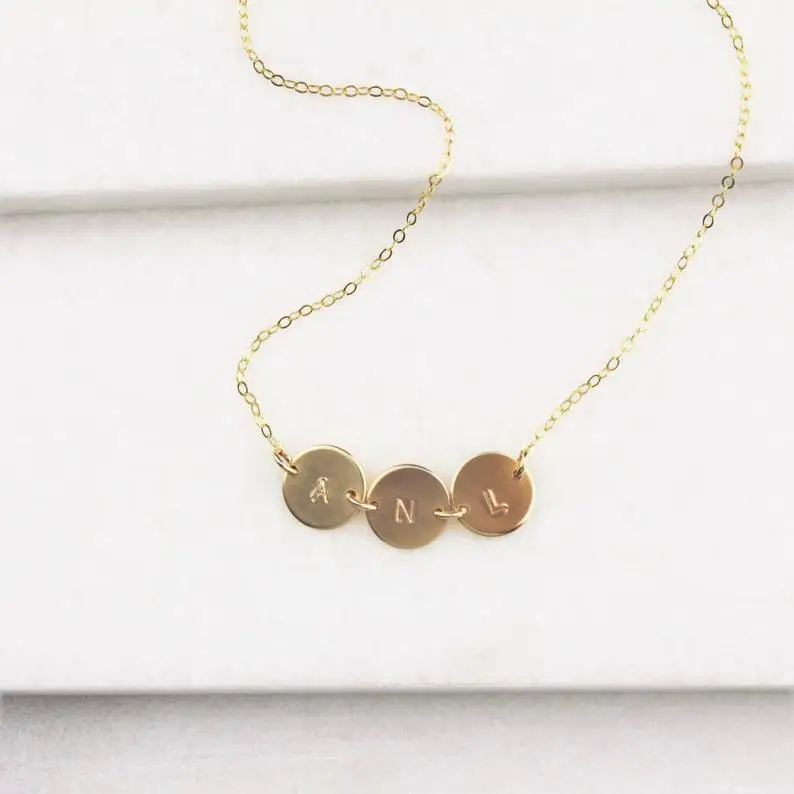 

Custom Initial Necklace, Dainty Necklace, Disc Necklace, Gift For Her, Simple Necklace, Personalized Necklace