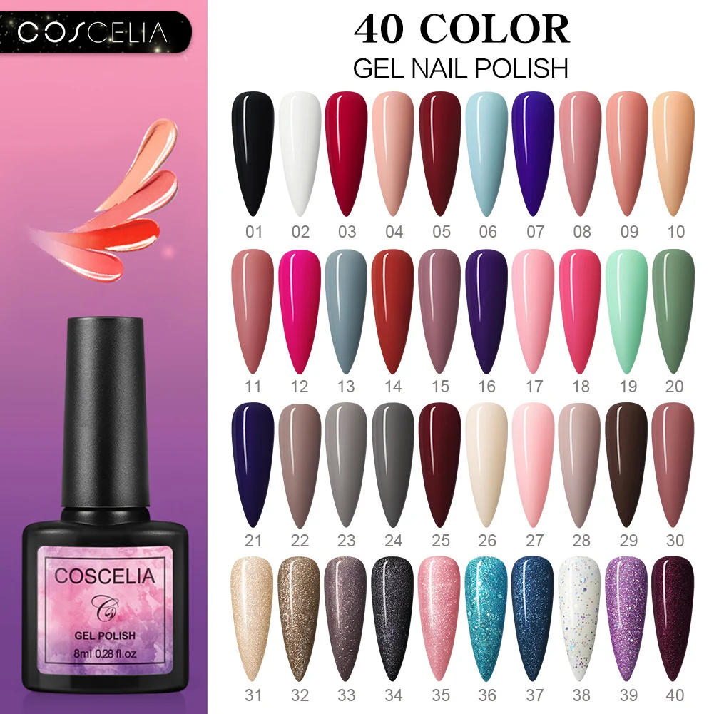 COSCELIA набор для ногтей УФ гель лаков 8 мл Маникюр замачиваемый цветной лак все