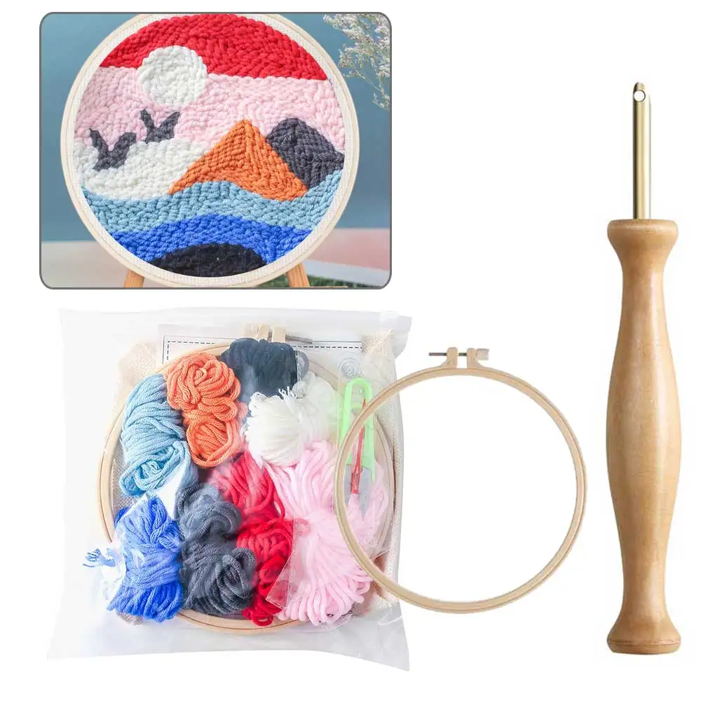 

Punch Needle Embroidery Starter Kits Punch Needle Tool Embroidery Cloth With Pattern DIY Handcraft Embroidery Home Decor Gift