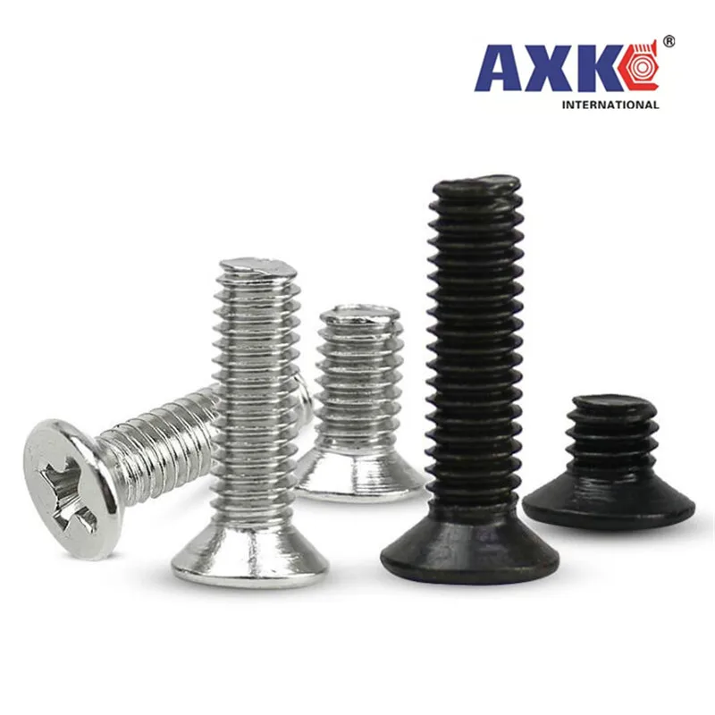 

50pcs M1 M1.2 M1.4 M1.6 M2 M2.5 M3 M4 Mini Micro Small Black 304 Stainless steel Cross Phillips Flat Countersunk Head Screw Bolt