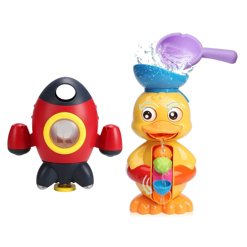 

Baby Bath Toys For Babies Toddlers Kids Duck Bathtub Toy With Baby Bath Toys Rocket Rotating Water Spray Bath Toys