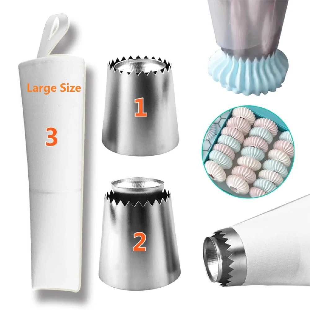 

1/3pcs Cookie/Biscuit Ice Cream pastry tips cake mold cake decorating tools Icing Piping Nozzles+ Cotton Pastry Bags