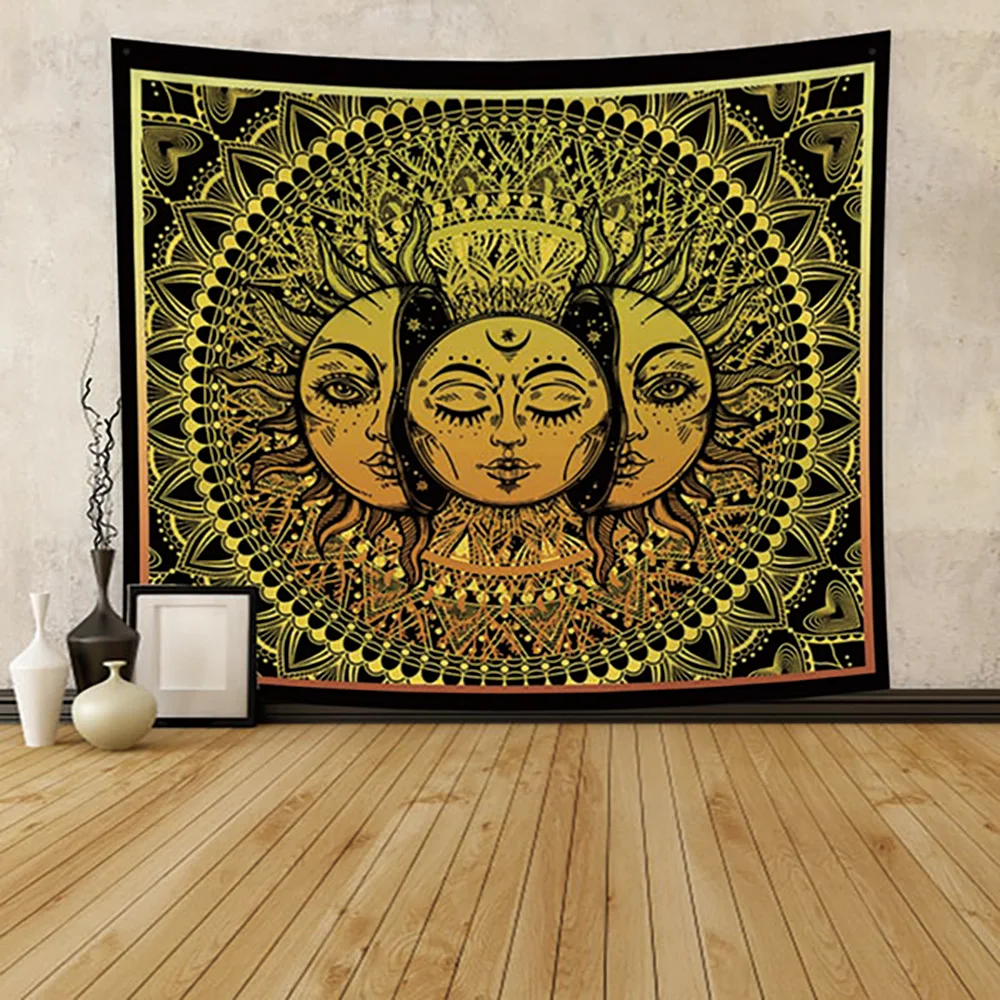 

Psychedelic Sun Moon Tapestry Mandala Tarot Tapestries Wall Hanging Celestial Hippie Wall Carpet Rugs Dorm Decor