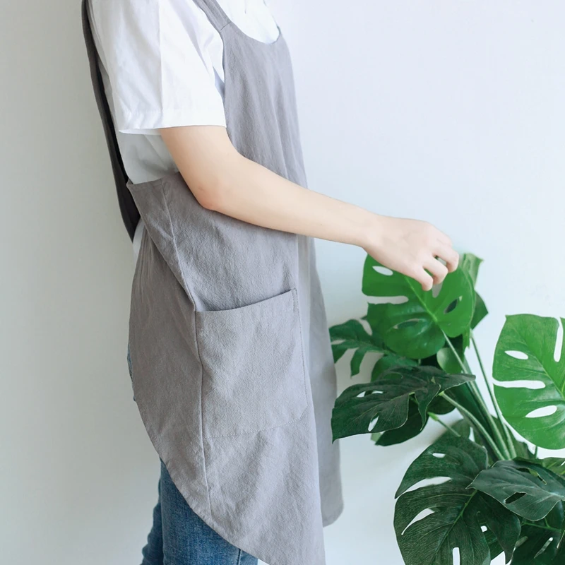 

Waist Type Simple Florist Apron Cotton Linen Gardening Coffee Shops Kitchen Aprons For Cooking Baking Restaurant Apron