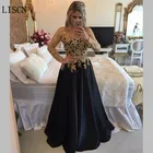 Роскошное жемчужное Золотое платье с аппликацией из драгоценных камней, платье для матери невесты с длинным рукавом, Черное вечернее платье для гостей, официальное платье из парафина
