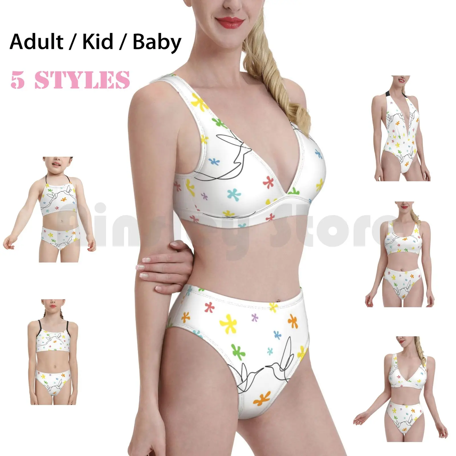 

Hopeful Hummingbirds Art Swimsuit Bikini Padded High Waist Hummingbirds Nature Colors Love