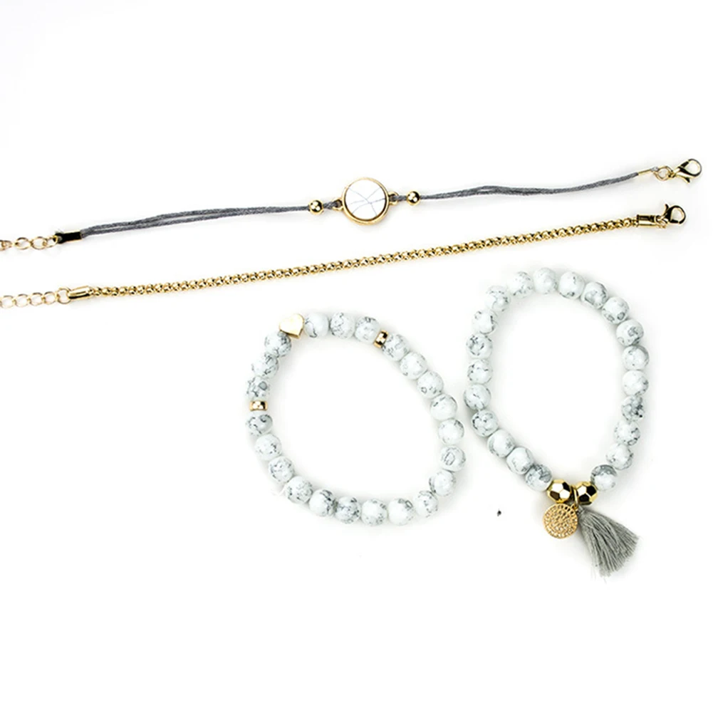 4 шт. набор модных элегантных женских богемных бирюзовых бусин с кисточкой