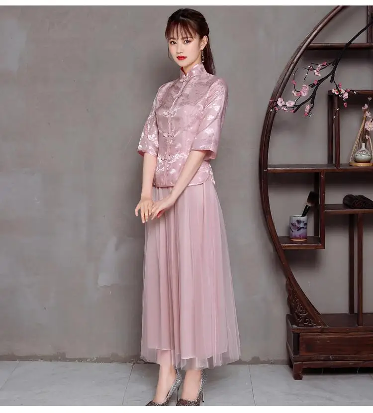5 размеров Новое винтажное китайское свадебное платье cheongsam платье Cheongsam вечернее платье китайское современное Qipao светильник синие официальные платья - Color: dousa01