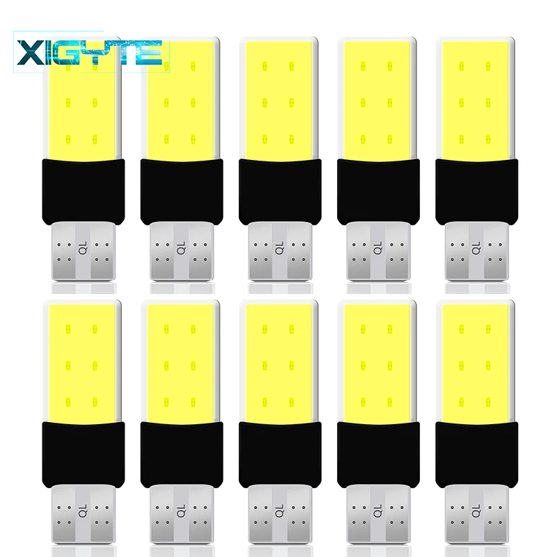 10 шт. высокой мощности t10 w5w cob Автомобильные светодиодные лампы 5w5 12v t 10: синий
