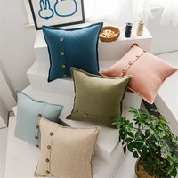 beige blue cushion cover cotton linen buttons decor home decorative pillows for sofa bed couch nordic pillow cover 4545 cojins