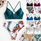 Женский купальник с цветочным принтом, раздельные комплекты, размера плюс, пляжная одежда, пикантный Топ, лето 2021