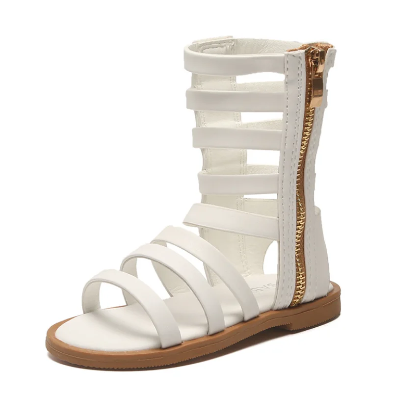 Летние модные римские детские сандалии с высоким верхом гладиаторы для девочек