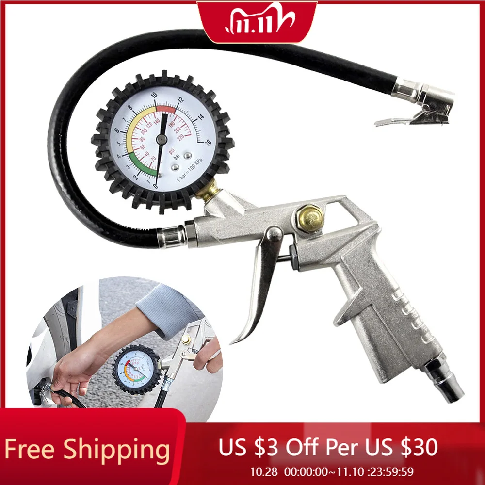 

Car JP Tire Air Pressure Inflator Gauge LCD Display Inflation Monitoring Manometer LED Digital Backlight Vehicle Tester