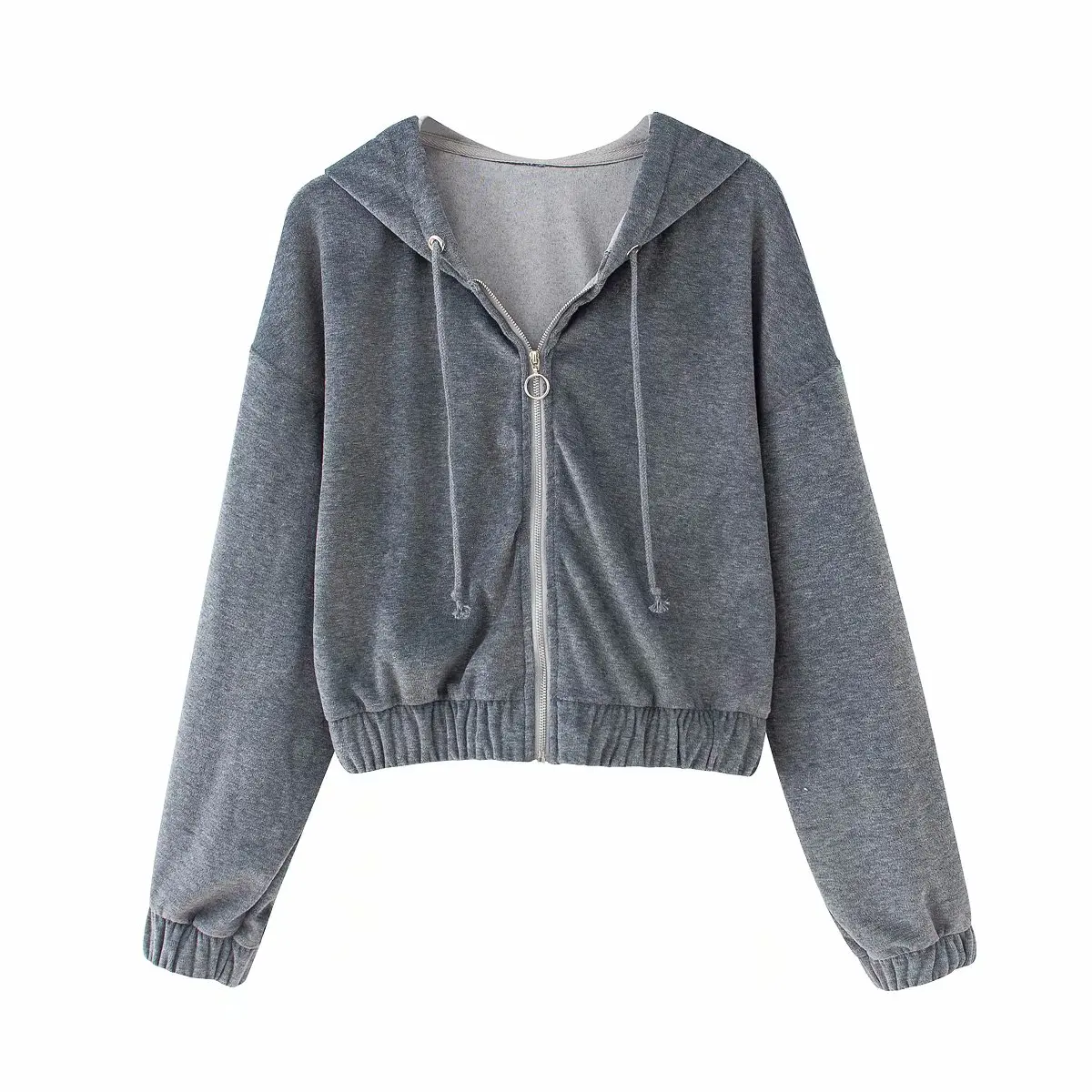 Sweetshirt Jacket Women Vogue Gray Zip-up Sweatshirts Long Sleeve Hoodies Sweatshirts Hooded Coat