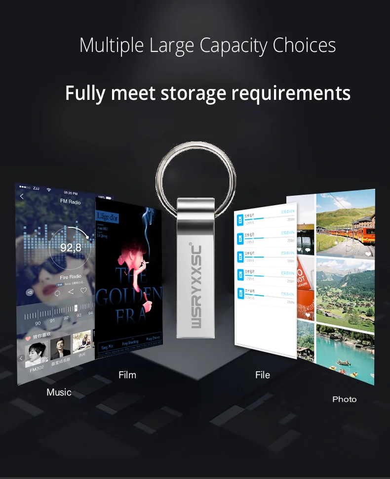 Брелок металлический usb 2,0 флеш-накопитель 32 Гб 64 Гб 128 ГБ высокоскоростной флеш-накопитель 4 ГБ 8 ГБ 16 ГБ реальная емкость Водонепроницаемая портативная usb-флешка