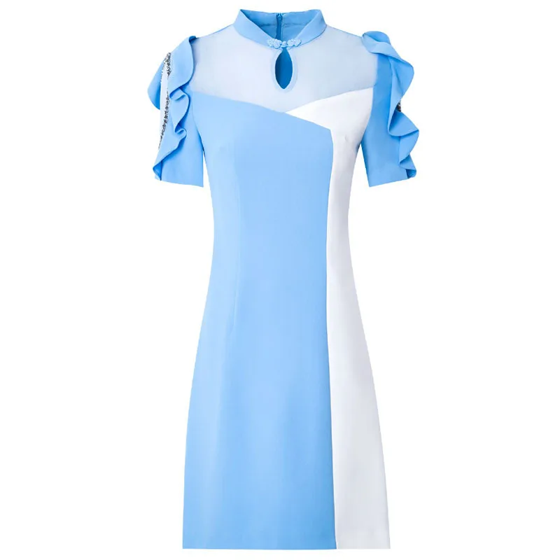 

Superior 2021 Quality New Summer Womanliness Dress Plus Code Women Nail Bead Retro Slim Dress Ruffle Mini Sexy Party Dresses