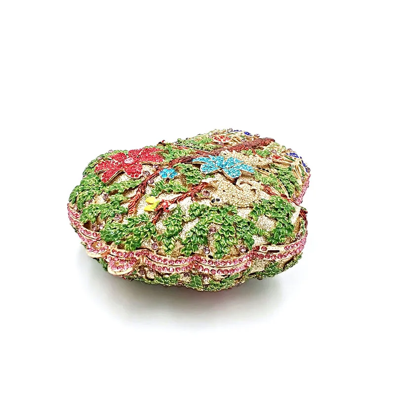 Women evening party animal monkey diamonds clutches tress shape luxury clutch bridal wedding jungle flower crystal purses | Багаж и сумки