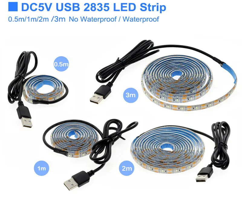 Цветная (RGB) Светодиодные ленты светильник USB 2835 SMD LED Гибкие светодиодные HD ТВ
