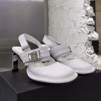 fashion brand trend pumps sandals woman genuine leather high thin heels ladies metal party design shoes summer women sandalias
