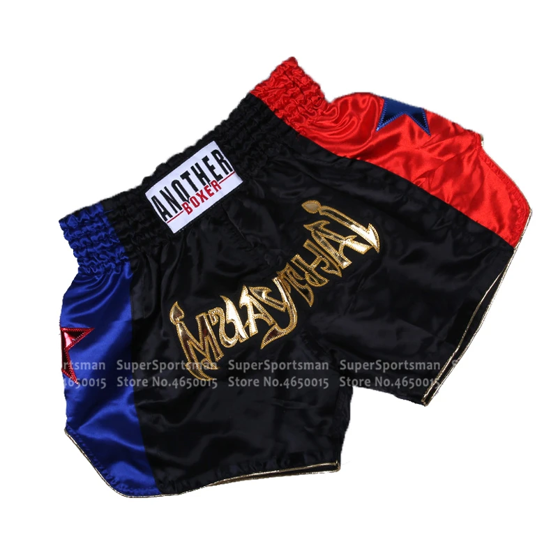 Мужские шорты для кикбоксинга, ММА боев, Детские боксы, Муай Тай, кикбоксинг, Санда, штаны для женщин, спортивная одежда для детей, шорты для фитнеса - Цвет: Черный