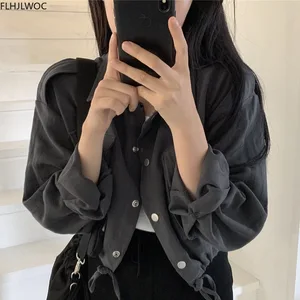 Короткое пальто женское в Корейском стиле, Милая Короткая куртка в стиле преппи, винтажный однобортный пиджак в стиле ретро, осень 2020