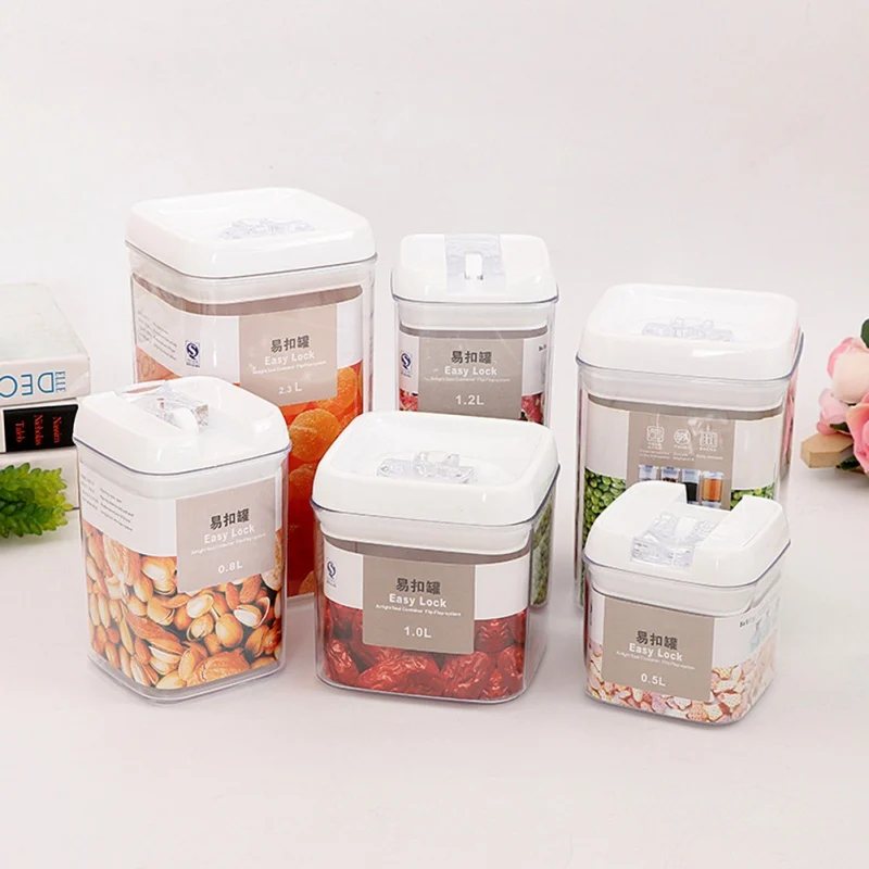 

Food Storage Container Multi-capacity Kitchen Storage Box Multigrain Storage Jar Transparent Sealed Cans Easy to buckle