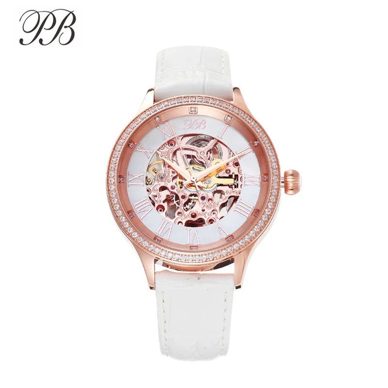 Princess Butterfly Watch автоматические часы женские наручные с римскими цифрами и бабочками, Кварцевые водонепроницаемые механические с кожаным циферблатом