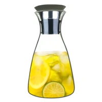 32oz glass pitcher with stainless steel lid heat resistantborosilicate water carafe large capacity cold water decanter jug