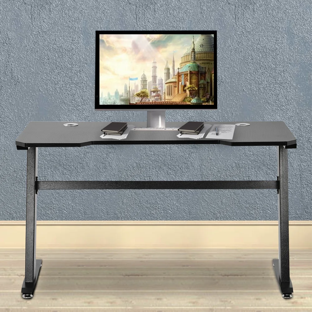 

R форма дизайн компьютерный стол игровой стол ширина 47,2 дюймов мебель для дома и офиса ноутбук StandTable W с 2 отверстия для кабель-менеджмента