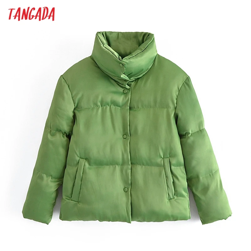 

Tangada 2021 New Winter Women Green Oversize Parkas Thick Cotton Jacket Long Sleeve Female Padded Overcoat QN198