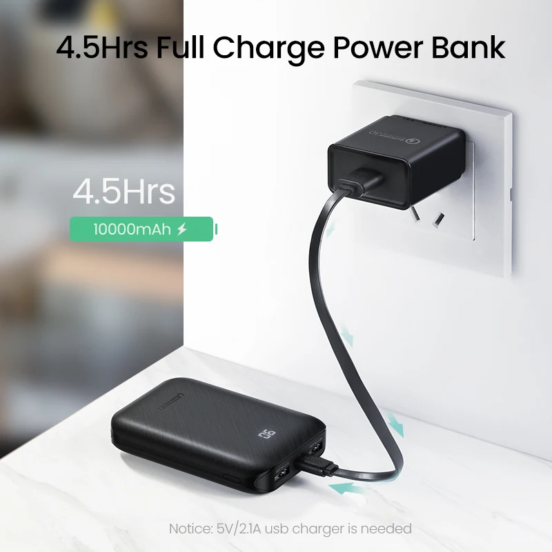 Ugreen power Bank 10000 мАч портативное зарядное устройство Внешняя батарея для мобильного телефона быстрое зарядное устройство для Xiaomi samsung S10 Mini power bank