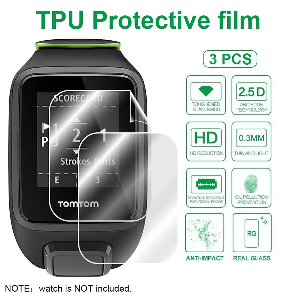 

3pcs TPU Anti-Scratch Screen Protector Film For TomTom 2 3 Runner 2 3 Spark 3 GPS Watch Case Friendly Full Coverage Clear Film