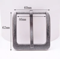 6260mm inner 46 mmretro silver two tone heavy square wide single prong pin clips belt buckle