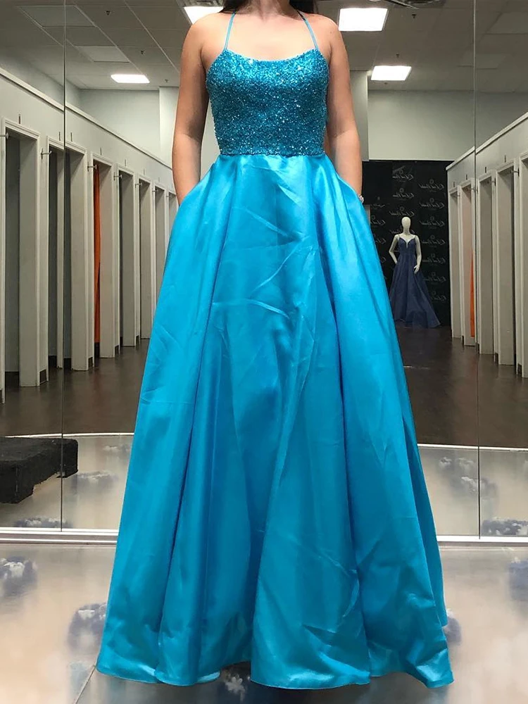 Роскошное длинное вечернее платье VKbridal расшитое бисером с кристаллами для