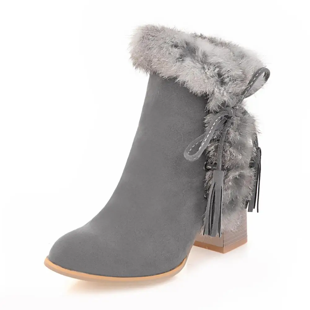 

Karinluna High Qulity Shoes Women New Trendy Office Ladies Round Toe lace-up Flock Short Plush Warm Autumn Ankle Women Boots
