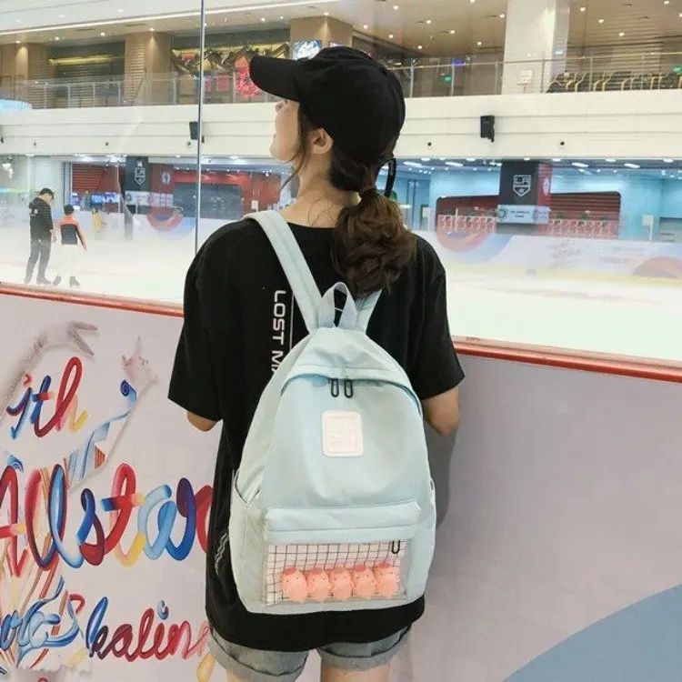 Женские рюкзаки из прозрачного холста на мягкой молнии школьные сумки плечо для
