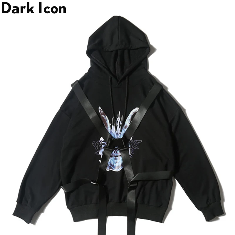 Толстовка с капюшоном Dark Icon толстовка в стиле хип хоп со съемной лентой