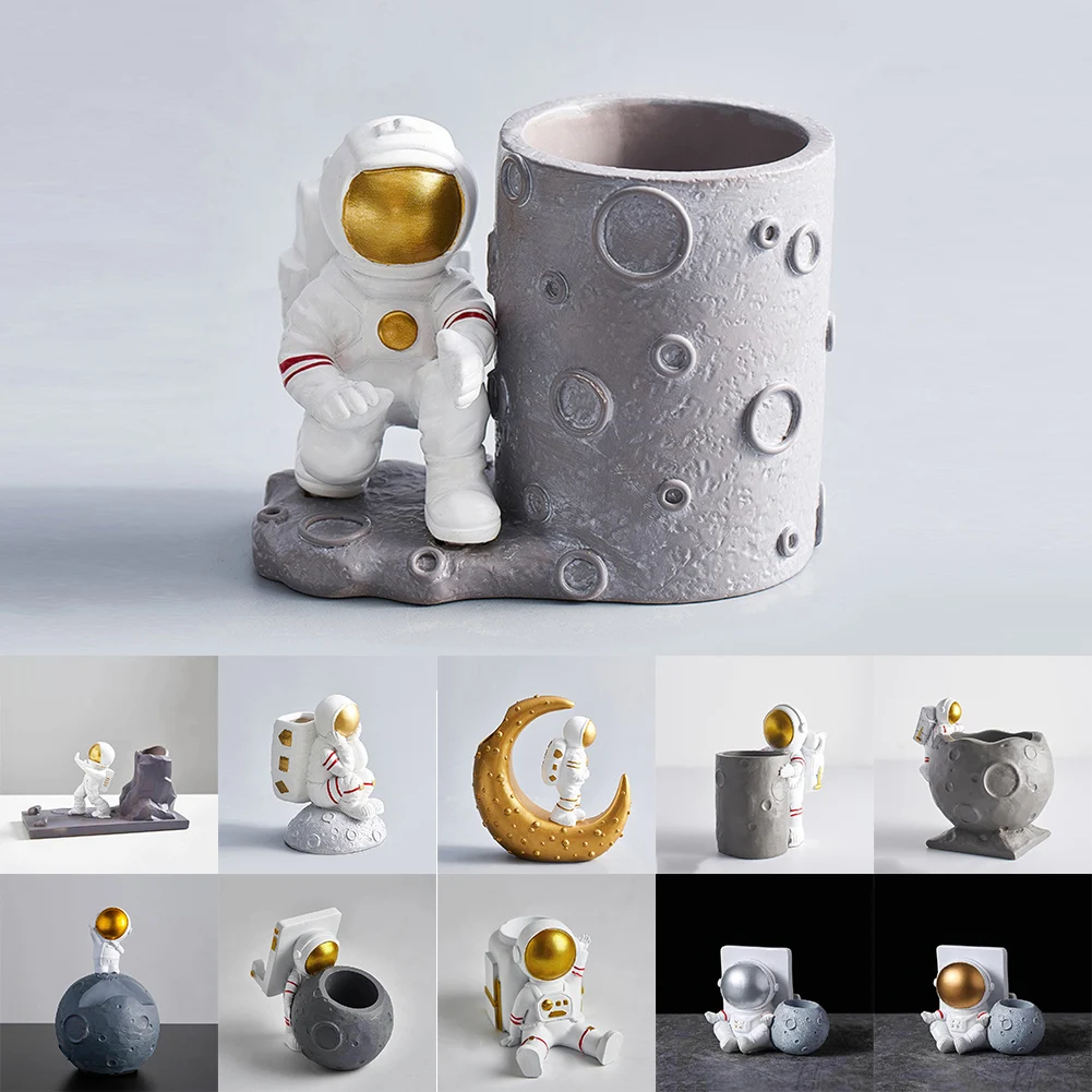 

Astronaut Pen Holder Desktop Organizer Accessories Stationery Makeup Brush Resin Holder Desk Decor for Home Office