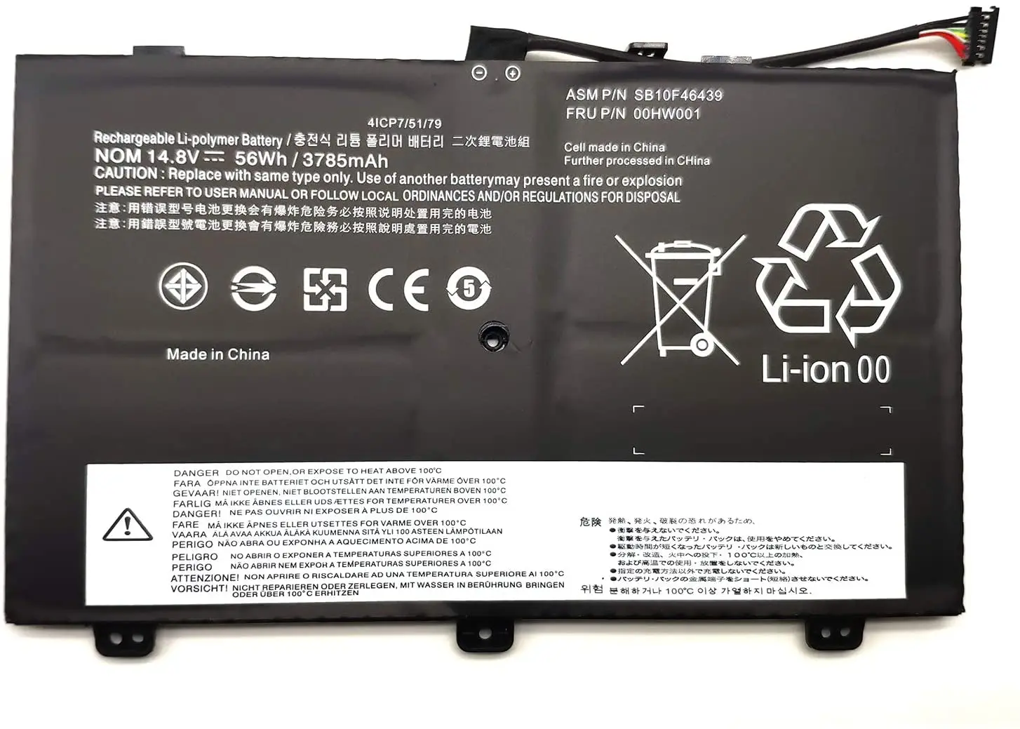 

14.8V 56wh New Original 00HW001 SB10F46439 00HW000 Laptop Battery For LENOVO Thinkpad S3 Yoga 14 SB10F46438 14.0 4ICP7/51/79