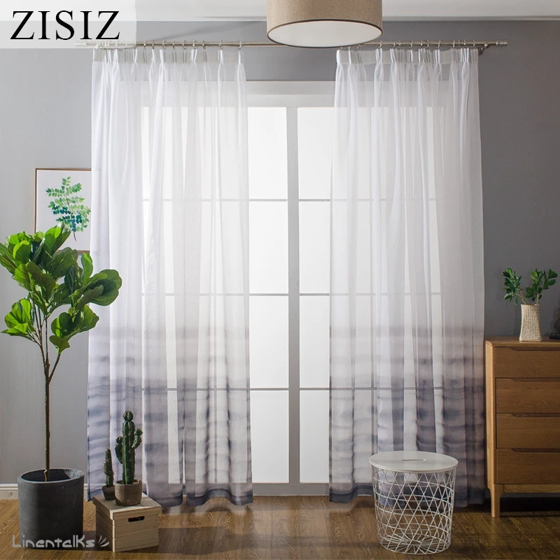 ZISIZ тюлевые шторы с рисунком градиентный цвет вуаль тюль в окно спальня кухня