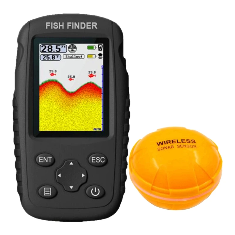 Portable Rechargeable Fish Finder Wireless Sonar Sensor Fishfinder Depth Locator with Fish Size Water Depth/Temperature Portable Rechargeable Fish Finder Wireless Sonar Sensor Fishfinder Depth Locator with Fish Size Water Depth/Temperature