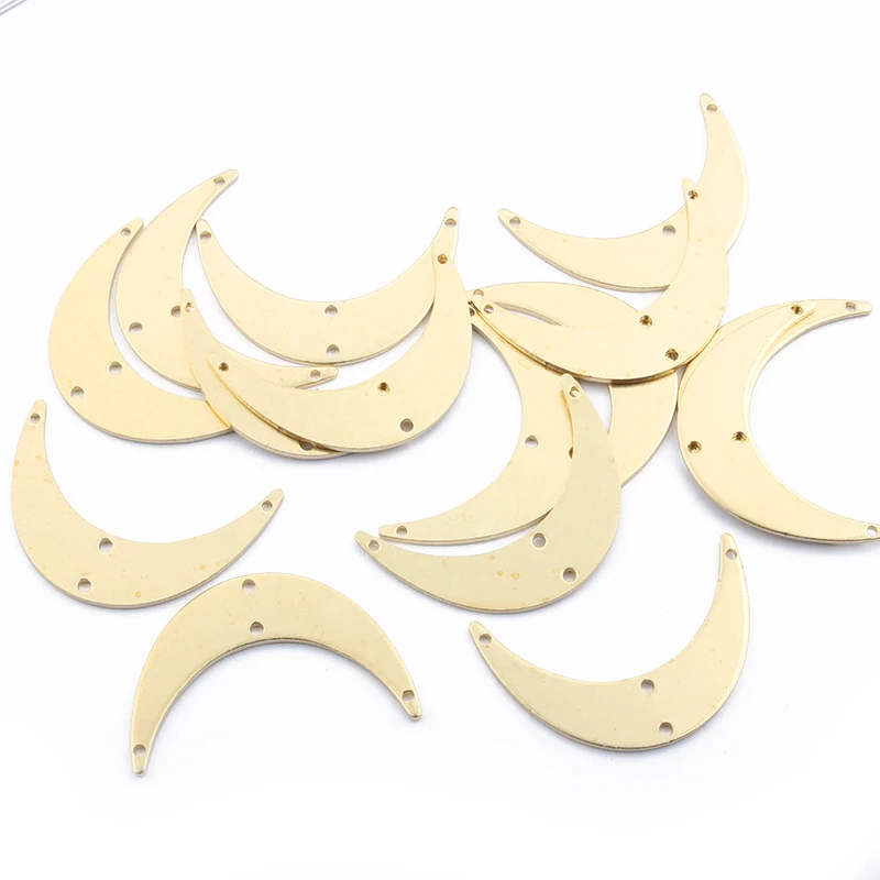 20 шт Необработанные латунные 4 отверстия полумесяц Подвески Разъем для DIY серьги