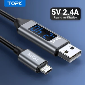 Зарядный кабель TOPK, USB Micro USB, 3A, 1 м