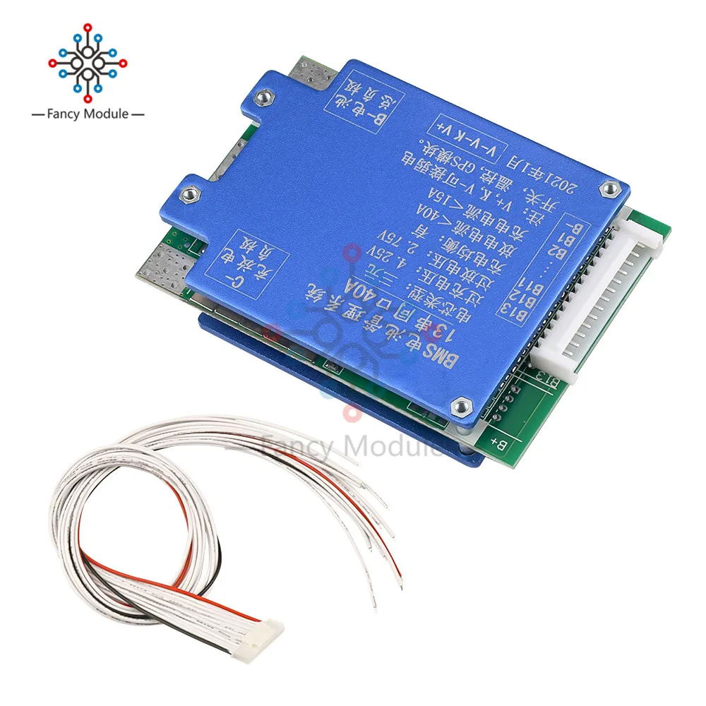 Защитная плата BMS 13S 48 В 20 А/40 А для литиевой батареи балансировочная PCB общий порт