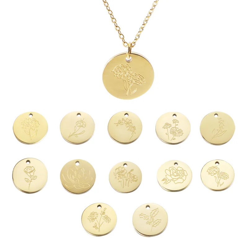 

Hiyong Birth Stone Necklace Charm Birth Flower Necklaces Birthday Gifts Women Jewelry Flower Birth Stone Pendants Dropshipping